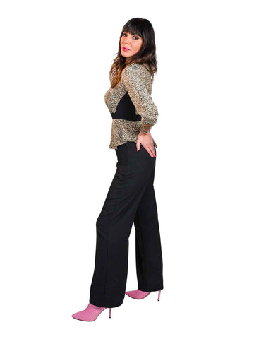 Long black flared trousers